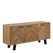 Brighton 3 Door Sideboard in Oak with Herringbone Effect 
