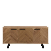 Brighton 3 Door Sideboard in Oak with Herringbone Effect 