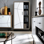 Brolo Wide 1 door bookcase in Walnut and White 