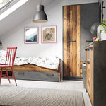 Brooklyn 2 Door Wardrobe with 2 Drawers in Walnut and Dark Matera Grey 