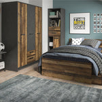Brooklyn 3 Door Wardrobe with 2 Drawers in Walnut and Dark Matera Grey 