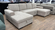 Como U Shape Corner Sofa Bed - Beige Fabric - Pull Out
