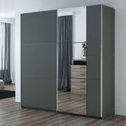 Calder 200cm Sliding Door Wardrobe Graphite with Mirror 