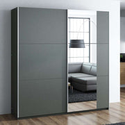 Calder 150cm Sliding Door Wardrobe Graphite with Mirror 
