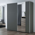 Calder 150cm Sliding Door Wardrobe Graphite with Mirror 