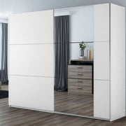 Calder 200cm Sliding Door Wardrobe White with Mirror 