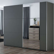 Calder 250cm Sliding Door Wardrobe Graphite with Mirror 