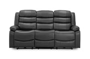 California Leather Electric Recliner Sofa - Black 3 Seater - 189 CM 