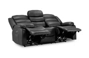California Leather Electric Recliner Sofa - Black 3 Seater - 189 CM 