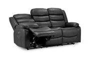 California Leather Electric Recliner Sofa - Black 3 Seater - 189 CM 