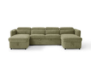 Capri U Shape Sofa Bed With Storage - Olive Green