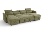 Capri U Shape Sofa Bed With Storage - Olive Green