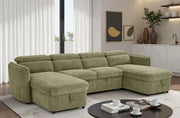 Capri U Shape Sofa Bed With Storage - Olive Green