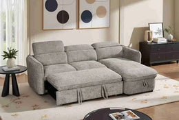 Capri Corner Sofa Bed With Storage - Grey - Universal Chaise - Pull Out Bed