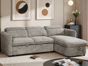 Capri Corner Sofa Bed With Storage - Grey - Universal Chaise - Pull Out Bed