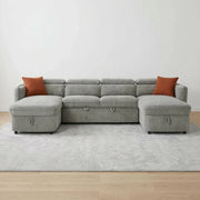 Capri U Shape Corner Sofa Bed - Grey Fabric - Pull Out - 300cm x 166cm x 166cm