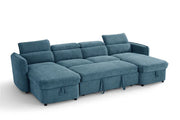Capri U Shape Sofa Bed With Storage - Blue