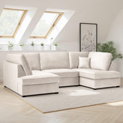 Carnaby Beige Plush Fabric U Shape Corner Sofa