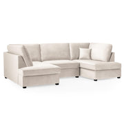 Carnaby Beige Plush Fabric U Shape Corner Sofa