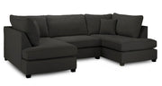 Carnaby Classic Black Fabric U Shape Corner Sofa