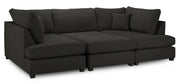 Carnaby Classic Black Fabric U Shape Corner Sofa