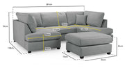 Carnaby Classic Grey Fabric U Shape Corner Sofa