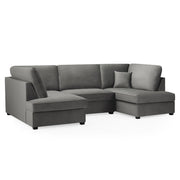 Carnaby Grey Plush Fabric U Shape Corner Sofa