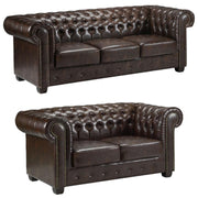 Chesterfield Antique Brown 3+2 Seater Sofa Set