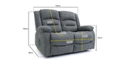 Chicago Electric Fabric Recliner Sofa - Graphite 2 Seater - 136 CM 
