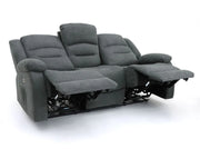 Chicago Electric Fabric Recliner Sofa - Graphite 3 Seater - 192 CM 