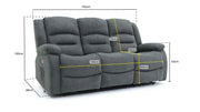 Chicago Electric Fabric Recliner Sofa - Graphite 3 Seater - 192 CM 