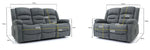 Chicago Electric Fabric Recliner Sofa - Grey 3+2 Set 