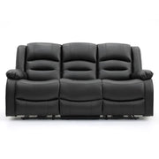Chicago Electric Leather Recliner Sofa - Black 3 Seater 