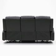 Chicago Electric Leather Recliner Sofa - Black 3 Seater 