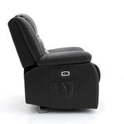 Chicago Electric Leather Recliner Sofa - Black 3 Seater 