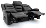Chicago Electric Leather Recliner Sofa - Black 3 Seater 