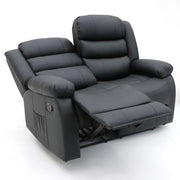 Chicago Manual Recliner Sofa - Black 2 Seater 