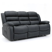 Chicago Manual Recliner Sofa - Black 3 Seater 