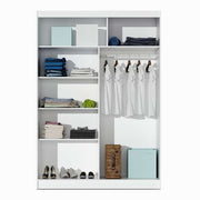 Clyde 150cm White Strips on White Sliding Door Wardrobe 