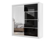 Clyde 203cm White Strips on Black Sliding Door Wardrobe 