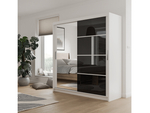Clyde 203cm White Strips on Black Sliding Door Wardrobe 