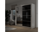 Clyde 203cm White Strips on Black Sliding Door Wardrobe 