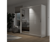 Clyde 203cm White Strips on White Sliding Door Wardrobe 