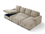 Como U Shape Corner Sofa Bed - Beige Fabric - Pull Out