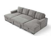 Como U Shape Corner Sofa Bed - Grey Fabric - Pull Out