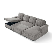 Como U Shape Corner Sofa Bed - Grey Fabric - Pull Out