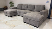 Como U Shape Corner Sofa Bed - Grey Fabric - Pull Out