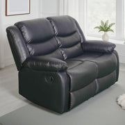 Conrad Black Leather 2 Seater Manual Recliner Sofa
