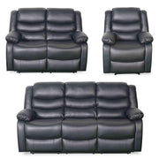 Conrad Black Leather 3+2+1 Seater Manual Recliner Sofa Set