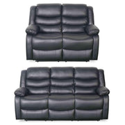 Conrad Black Leather 3+2 Seater Manual Recliner Sofa Set